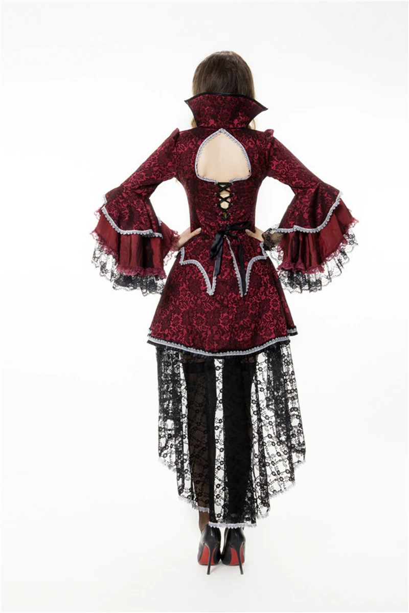 Bloody Beautiful Vampire Queen Costume Cosplay Plus Size Halloween Womens Classic Sexy Ghost Costume Deluxe Victorian Uniforms