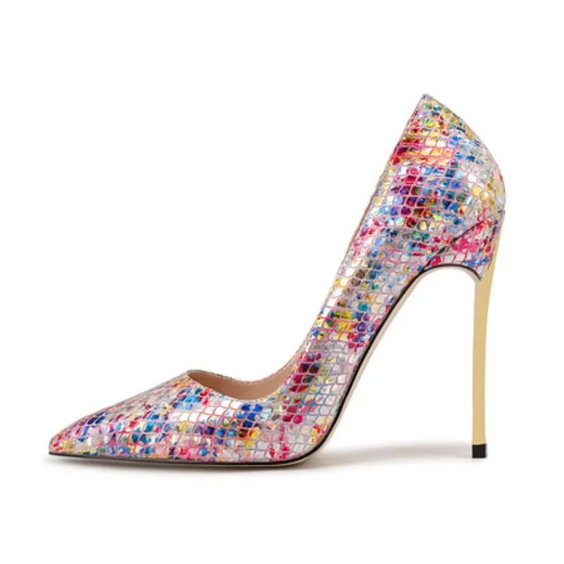 

SnakeSkin Multi Leather Basic Fashion shoes Thin High Heels Customized Heel Women Pumps Pointed Casual Shoes Plus Size 44 45