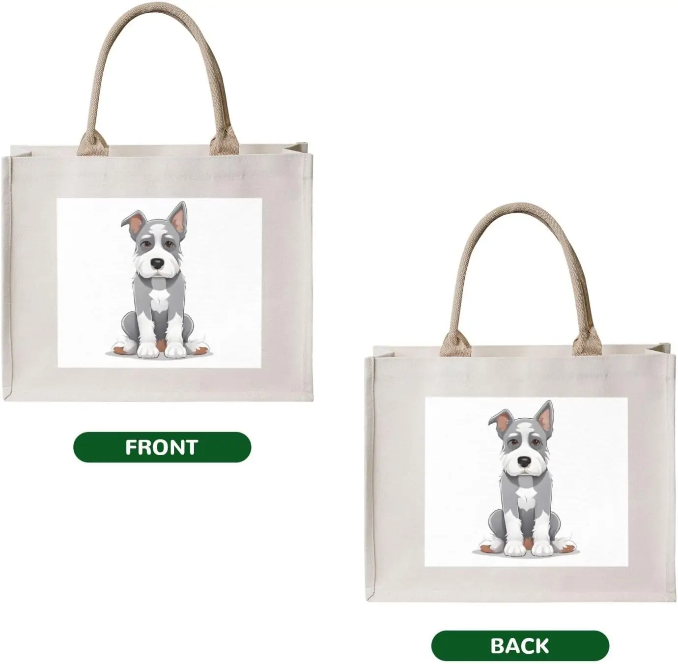 (Adorable Schnauzer) Bolso de mano de lona Bolso de hombro de viaje de playa Bolso de hombro para regalos