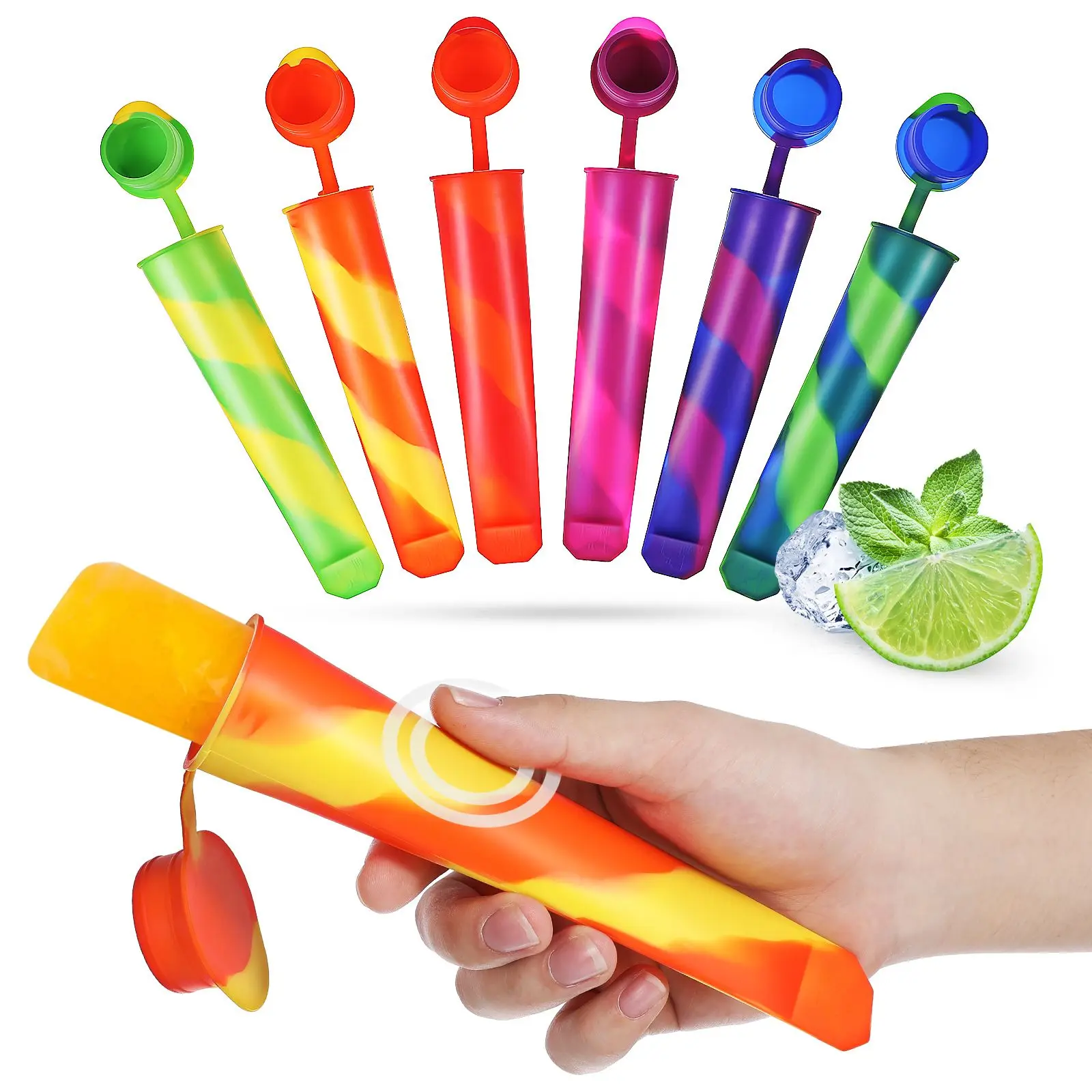 

12 Pcs Ice Cream Mold Silicone Popsicle Molds Block Making Kids Yogurt Tubes Food Grade Safe Flexible Reusable Durability
