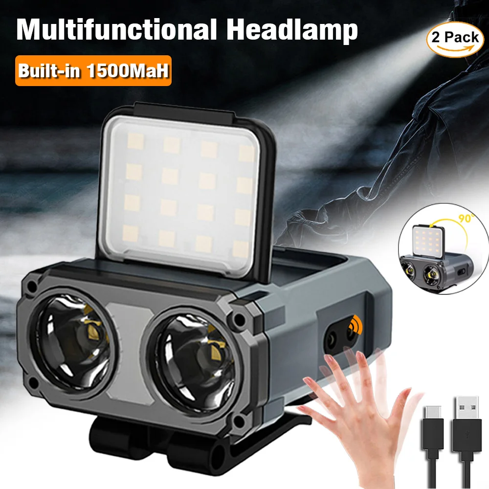 T11 Headlamp Type-c Rechargeable Headlight Portable Rotating Hunting Lights Led Flashlight Fishing Front Bicycle Light