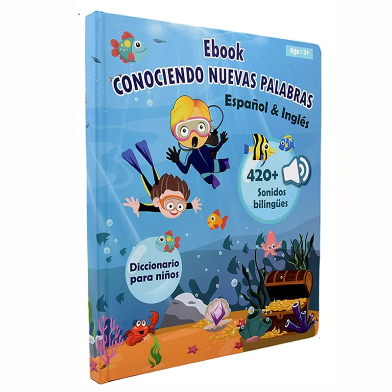 Spanisch-Englisch sprechendes Lernbuch für Kinder, interaktive Audio-Sound-Bücher, pädagogisches elektronisches Spielzeug für Kleinkinder, um Spanisch zu lernen
