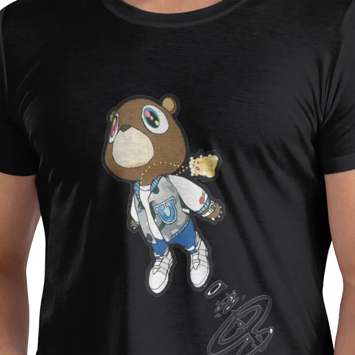 Kanye West Dropout Bear Chicago Vintage Graduation 100% Cotton T-Shirt Men'sFashion T Shirts Men O-Neck Short Sleeve S-6XL