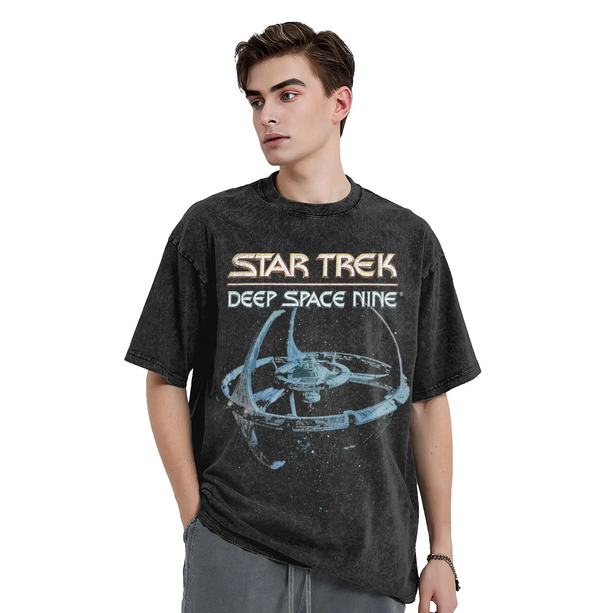 Star Trek Deep Space Nine Space Station T Shirts Hip Hop Washed Short Sleeve T-Shirts for Men Women Streetwear Summer Tops Tees