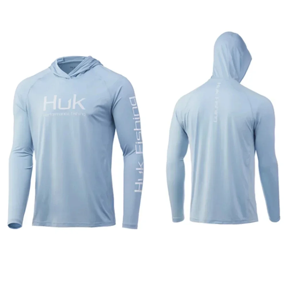 Huk Hooded Fishing Shirts Long Sleeve Uv Protection Man Outdoor Summer Camouflage Moisture Wicking Jersey Fishing Apparel