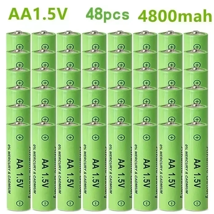 2024 Best-selling 100% AA Rechargeable Battery 1.5V 4800mAh, Alkaline Technology for LED Lights, Toy Cameras