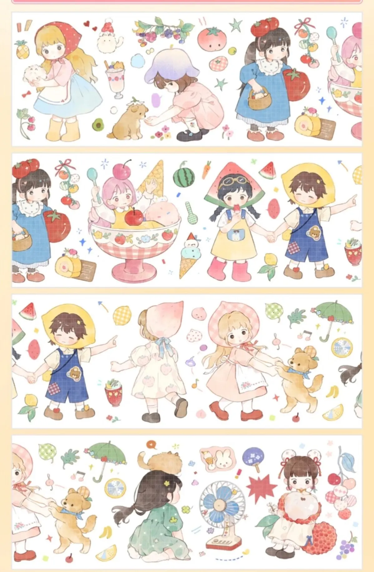 Cute Cat Dessert Bear Washi Tape, Sweet Theme Decorative Sticker for Journal, Scrapbooking, DIY Craft