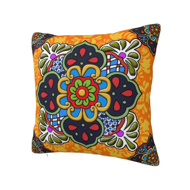 Mexican Talavera Flower Ceramic Tile Cushion Cover Soft Modern Throw Pillow for Sofa Home Decor