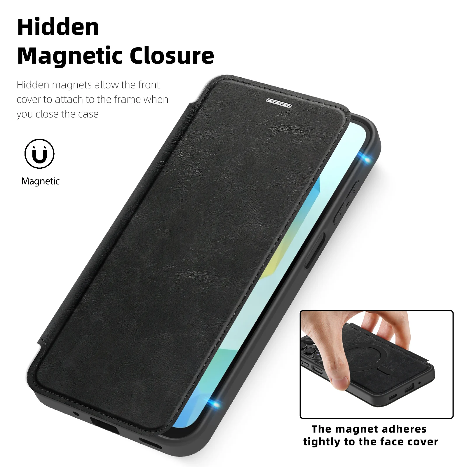 

For Samsung Galaxy A15 A16 17 A35 A55 A36 A56 Flip cover magnetic wireless charging leather case phone case protective case
