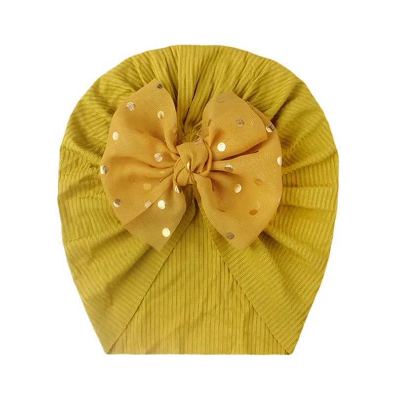 Lovely Shiny Bowknot Baby Hat Cute Solid Color Baby Girls Boys Hat Turban Soft Newborn Infant Cap Beanies Head Wraps