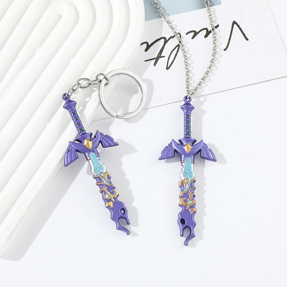 Legend of Zeldas Master Sword Model Keychain for Men Kingdom Tears Multi-color Pendant Key Ring Fans Collection Jewelry Gift