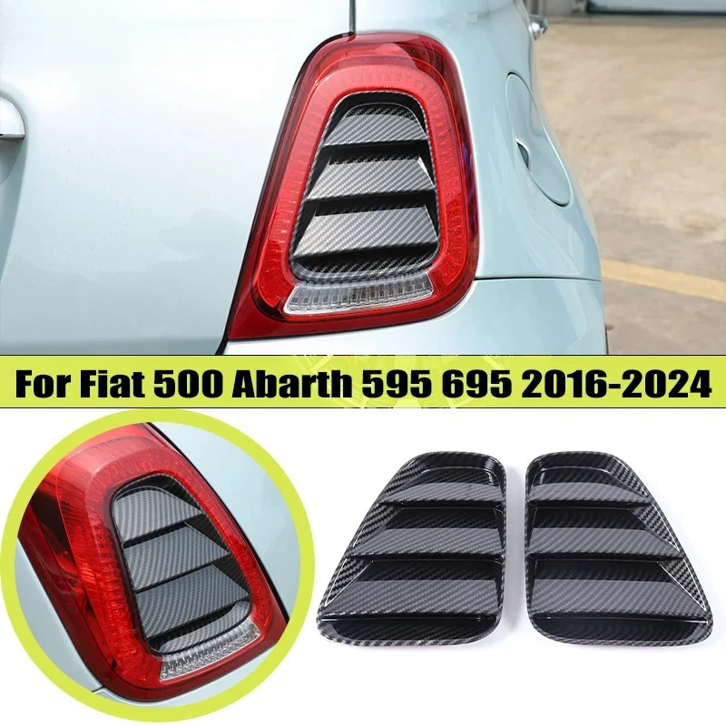 

X-T For Fiat 500 Abarth 595 695 2016-2024 Car rear tail light decorative panel cover ABS piano black Exterior accessories