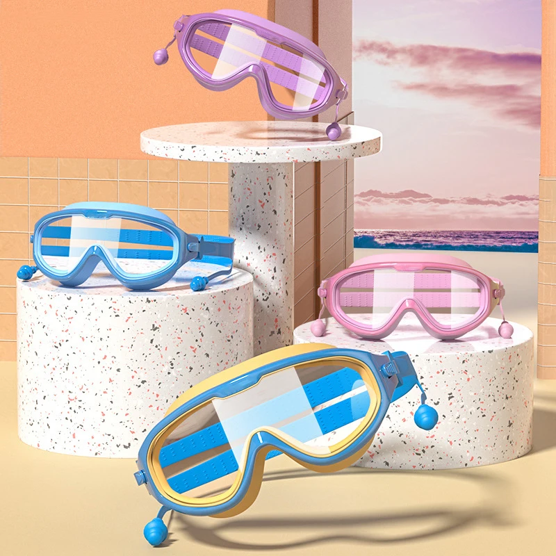 children's-swimming-goggles-set-with-cap-large-frame-anti-fog-waterproof-training-diving-men's-boys-girls-learn-to-swim