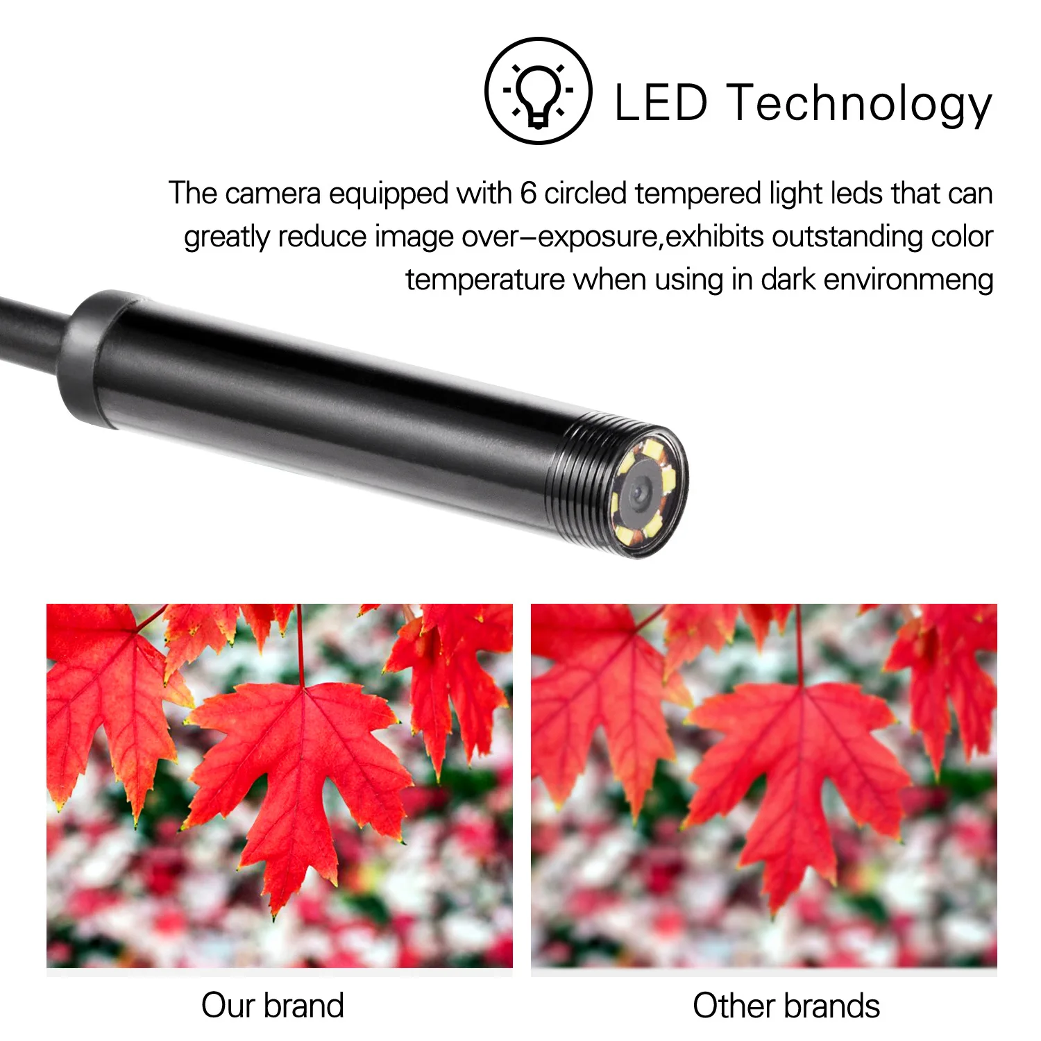 كاميرا المنظار Xiaomi 7.0MM TYPE-C مقاومة للماء 6 LED قابلة للتعديل USB أندرويد كاميرات فحص مرنة Borescope للهاتف PC