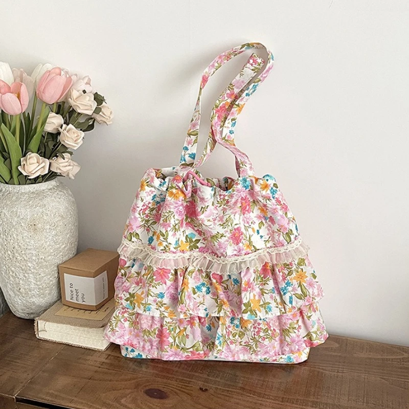 2026 New Women's Shoulder Bag Fashion High Quality Girl Handbag Flower Lace Elegant Versatile Women's Shopping Storage Bag