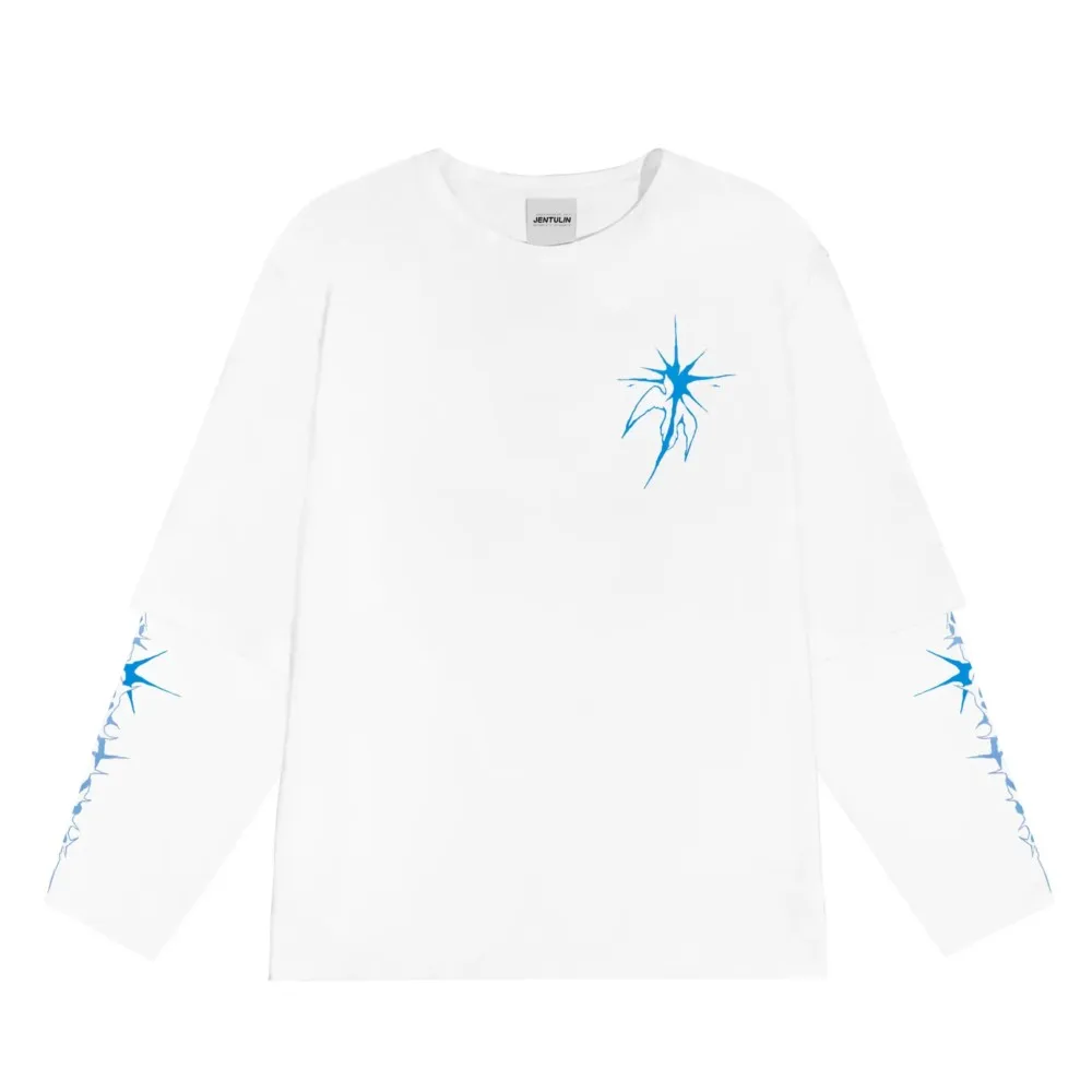 Harajuku Oversized Streetwear Men's Clothing Bright Side Graphic Print Hip Hop Fake Two Pieces Tshirts Long Sleeve Tops Goth Y2k image 5