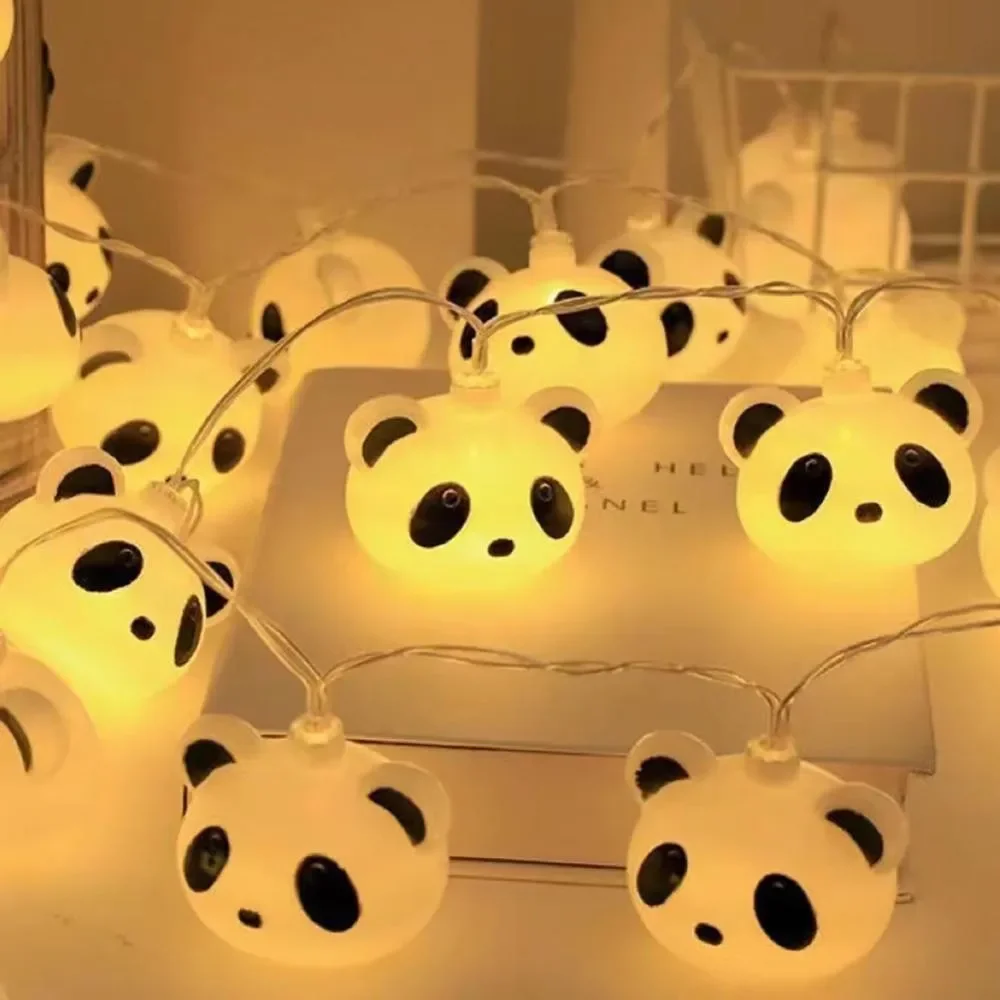 10/20LED Cartoon Panda Light String Kids Christmas Garden Party Fairy Light camera da letto atmosfera luce per la fotografia regali Decor