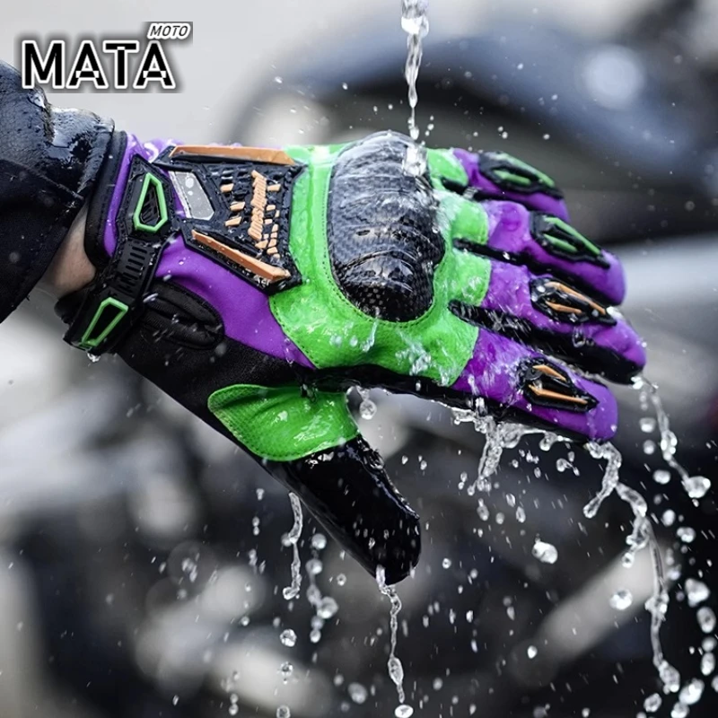 New Arrival! Motorcycle Gloves Carbon Fiber Shell Anti-fall Motorbike Guantes Men Women Breathable Motocross Full Finger Gloves