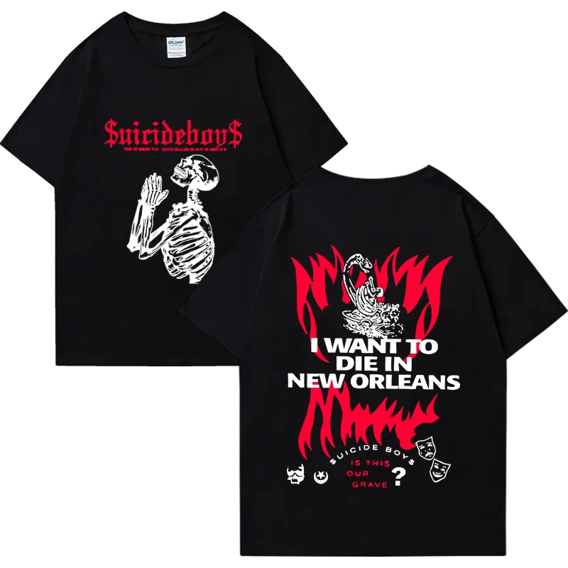 Hip hop group Suicideboys skull 2024 T Shirt New Men Women vintage oversized streetwear Unisex 100% Cotton short sleeve T-shirts