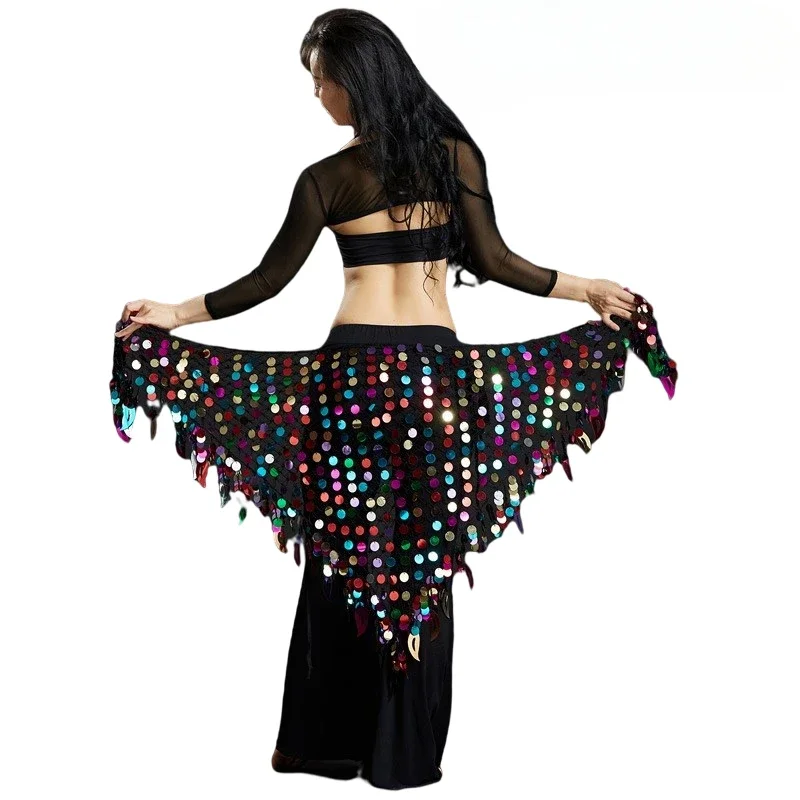 Tribal Franja Tassel Wrap Saia Cinto para Mulheres Traje de Dança do Ventre, Bling Shine, Sequine Hip Scarf, Dancewear, Cor Sólida