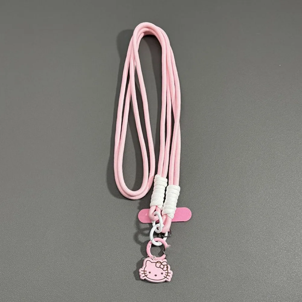 Hello Kitty Cartoon Cute KT Cat Phone Hanging Strap Adjustable Woven Wrist Pendant Weaving Multifunctional Camera Bracelet Rope