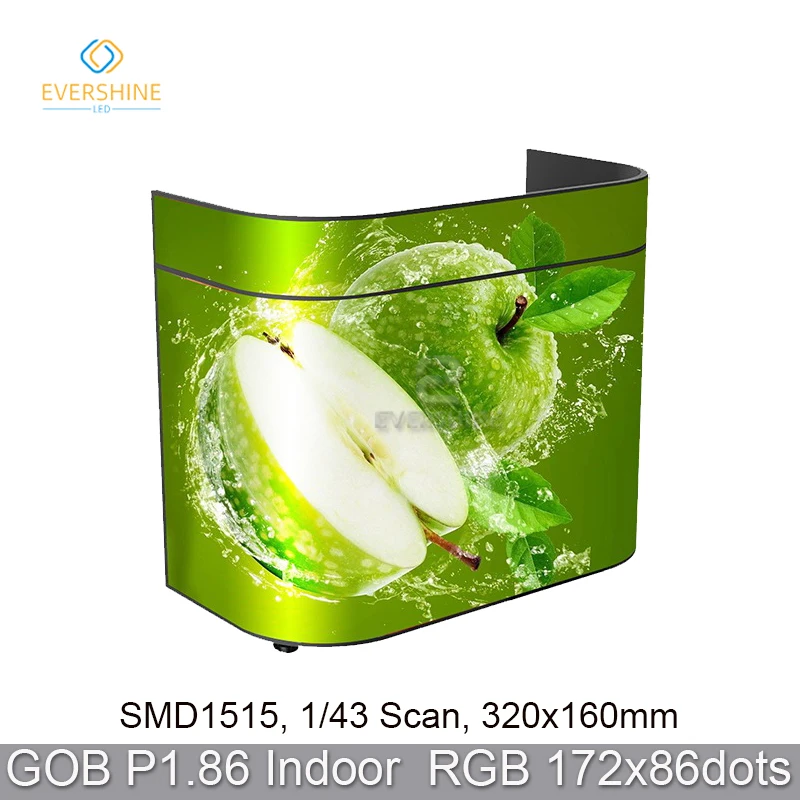 GOB P1.86 P2.5 RGB Full Color Flexible LED Soft Module Bendable Curved Screen For DJ Front Desk Showroom Library Hotel Lobby