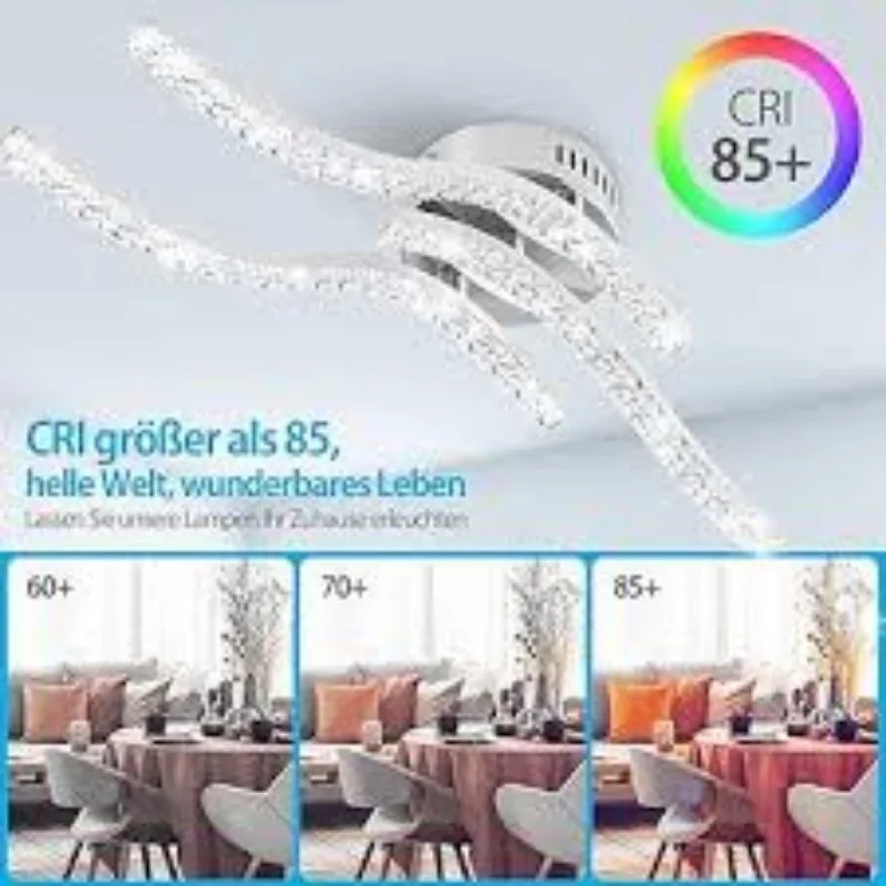 مصباح سقف LED 24 وات تصميم منحني معدني أبيض بارد 3 لهب متوازي أكريليك إضاءة سقف داخلية لغرفة النوم والمطبخ #4