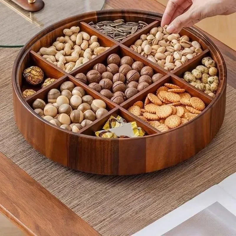 

JHD Wooden Snack Container-9 Compartments-Elegant Design For Nuts, Fruits And Treats-For Home& Office Use Perfect