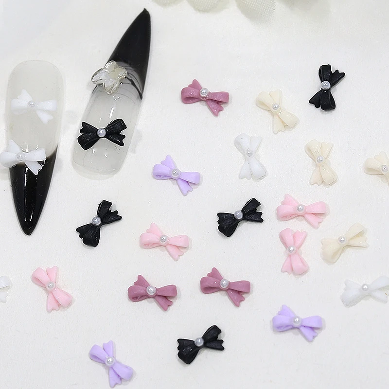 100Pcs Mini Resin Nail Accessories with Butterfly Bow Decoration for Cute and Sweet Nail Art Dress Up Cute and Sweet Nail Art