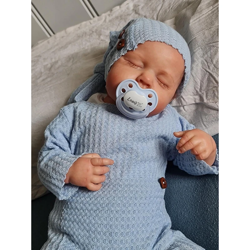 SANDIE 49cm Newborn Baby Doll Reborn Loulou Miękkie, przytulne ciało Realistyczna skóra 3D z widocznymi żyłami Wysokiej jakości ręcznie robiona lalka