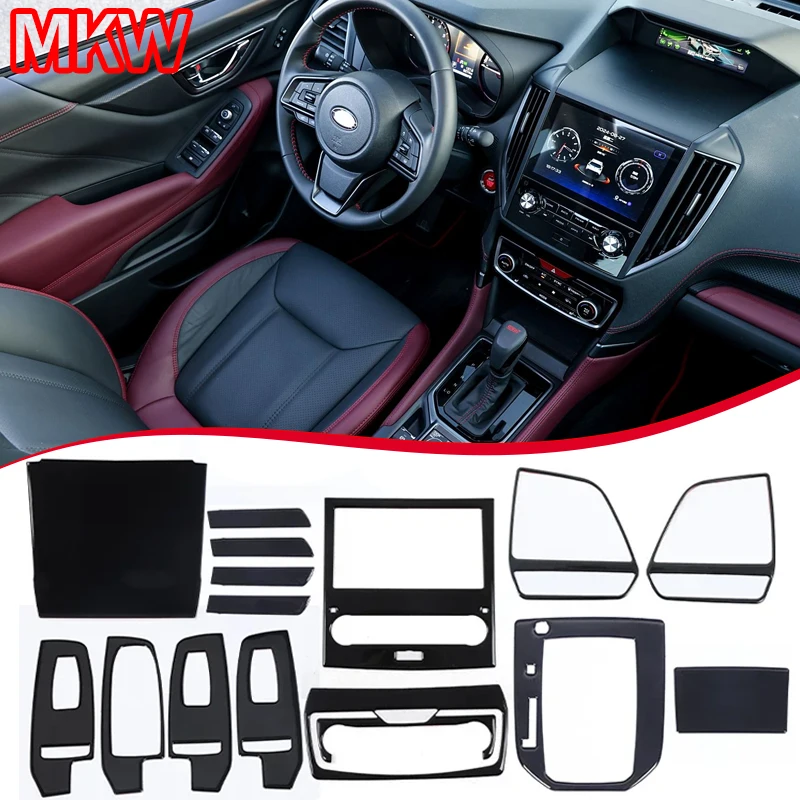 

Для Subaru Forester 2024 2025 глянцевый черный внутренний комплект, приборная панель, центральная консоль, панель переключения передач, накладка, наклейка, автомобильные аксессуары