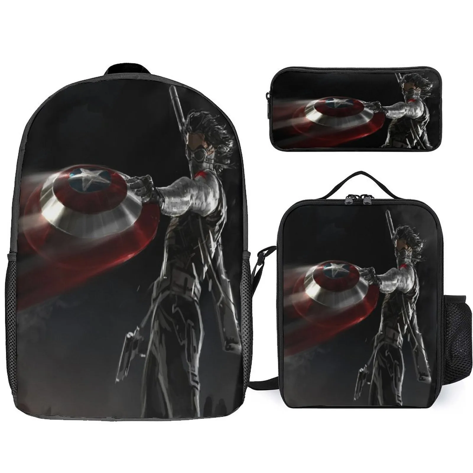 

Winter Soldier Multifunction Backpack,School Lightweight Bookbag with Pencil Box,Shoulder Bag 3Pcs Set for Boy,Girl