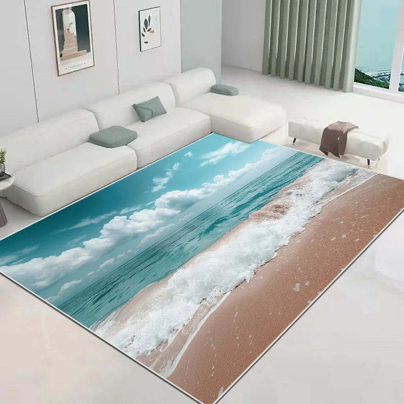 3D Sea Wave Large Rugs for Living Room Children's Room Bedroom Decor Carpet Kids Room Sofa Table Area Anti-slip Floor Mat Tapete