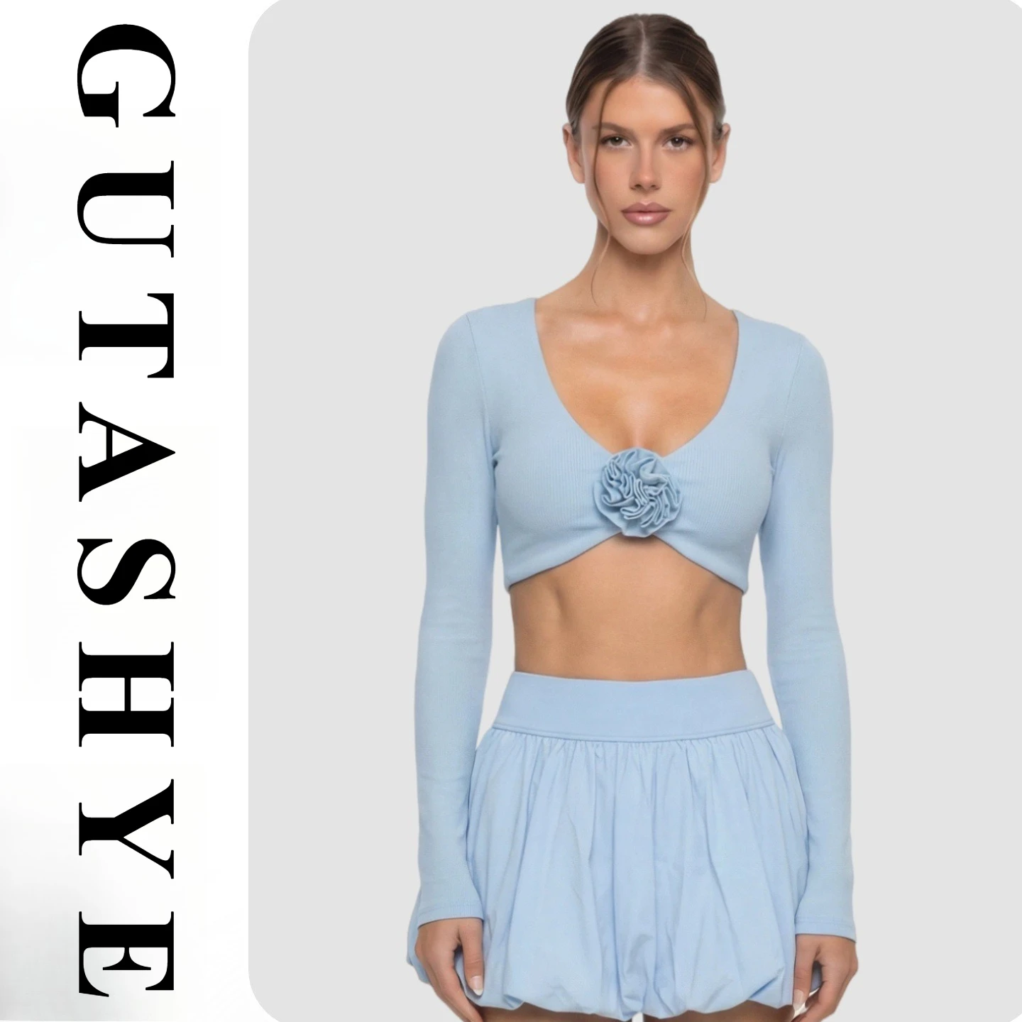 Women Fashion Skinny Long Sleeve Yoga Set Matching Bubble Skirt Or Yoga Leggings Gym Fitness Running Daily Casual Workout Outfit