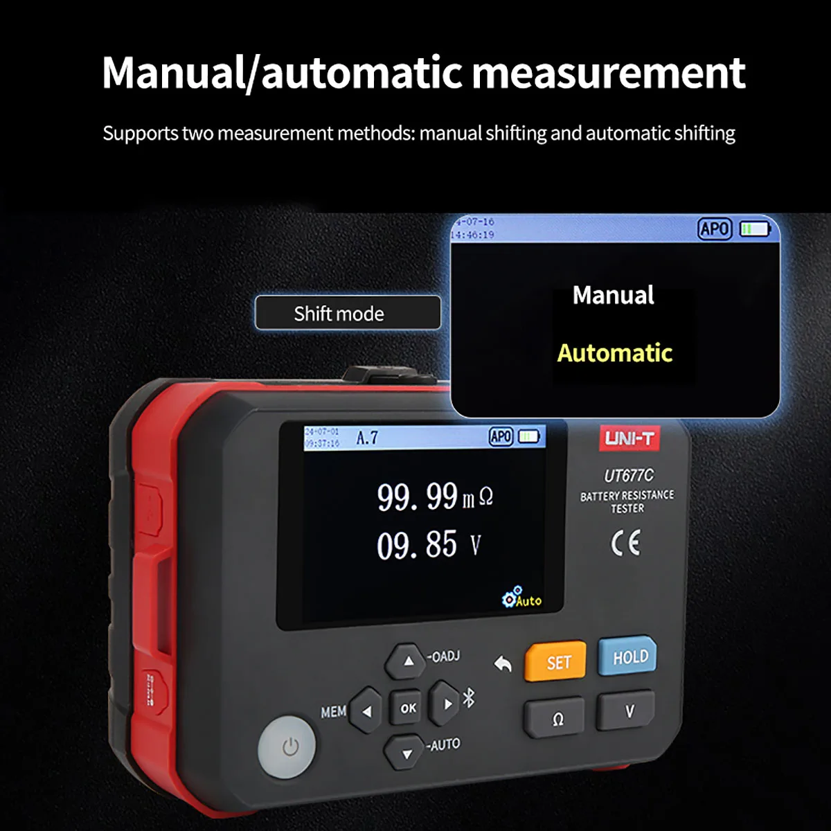 UNI-T Interne Weerstandstester UT677C 3Ω 120V Batterij Isolatietester Ohm Meter Bluetooth