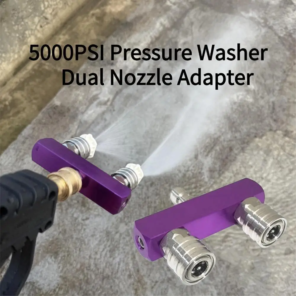 5000PSI Pressure Washer Dual Nozzle Adapter 1/4 Inch Quick Connect Stainless Steel Car Washing Water Gun Accessories