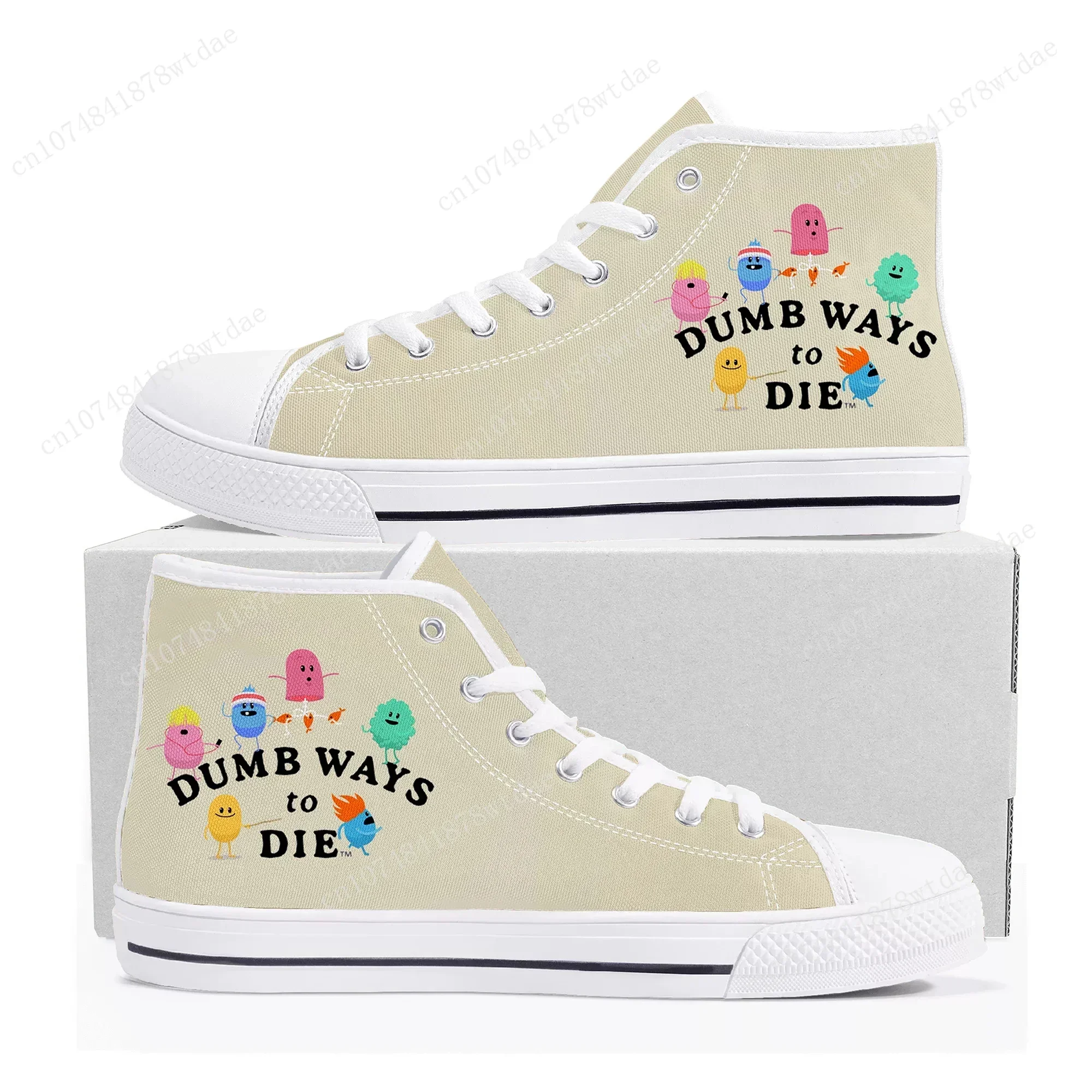 Dumb Ways To Die High Top Sneakers Mens Womens Teenager High Quality Canvas Sneaker Cartoon Comics Manga Couple Customized Shoes