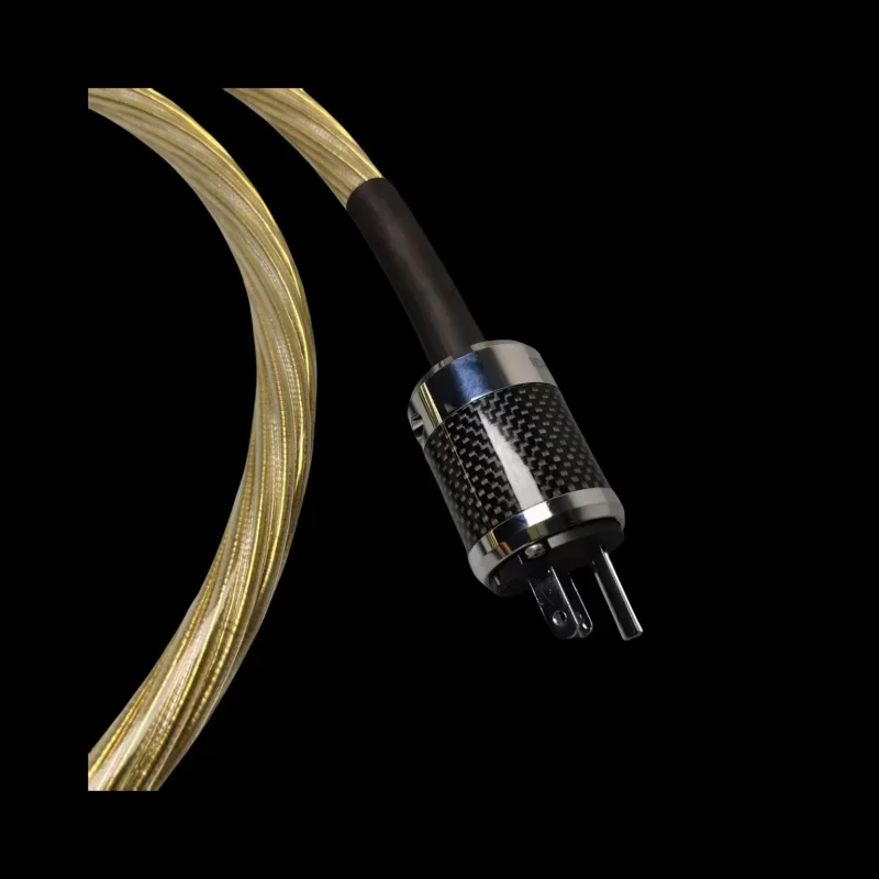 كابل طاقة ذهبي 8N OCC من ألياف الكربون المطلية بالفضة الاتحاد الأوروبي/الولايات المتحدة/الاتحاد الأفريقي مقبس طاقة الروديوم