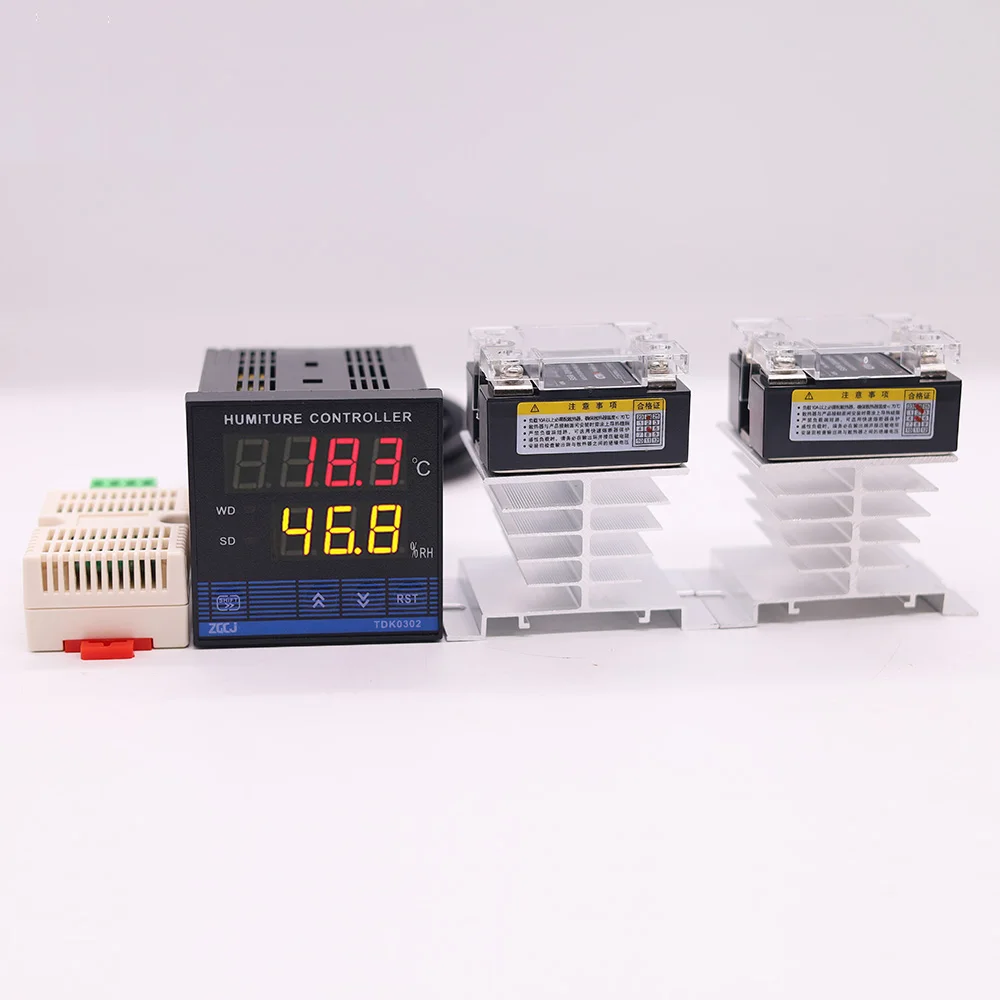 

SSR output Temperature and humidity controller with 2pcs 40A solid state relay digital humiture controller