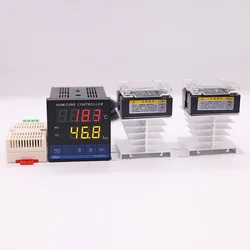 SSR output Temperature and humidity controller with 2pcs 40A solid state relay digital humiture controller