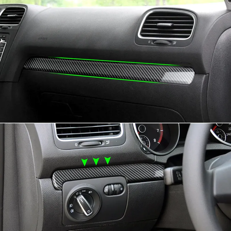 

Текстура из углеродного волокна ABS для VW Golf 6 MK6 GTI 2008-2013, Стайлинг автомобиля, центр управления, приборная панель, полоски панели пассажира, накладка
