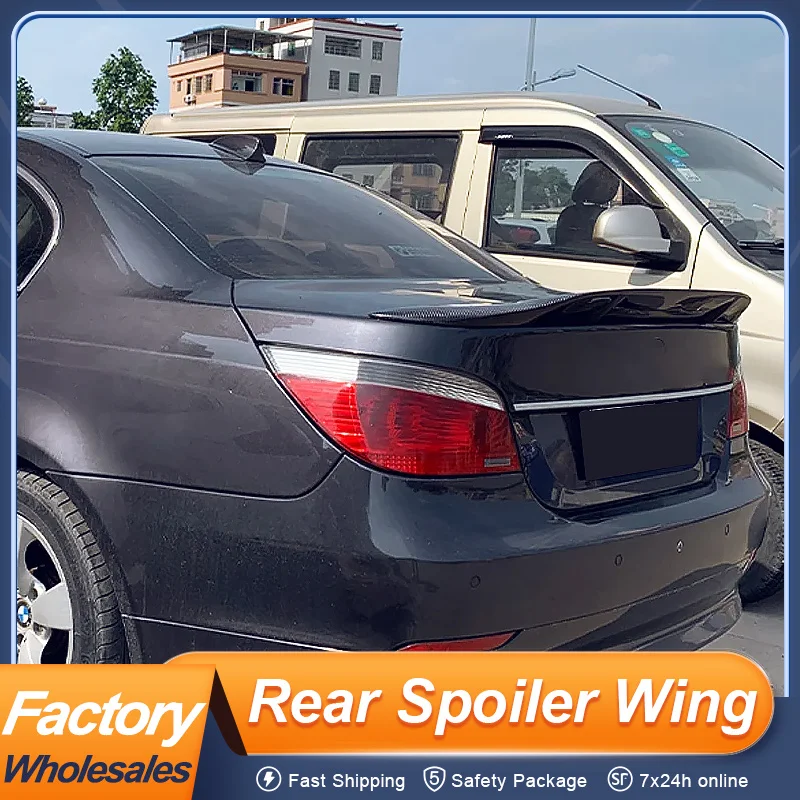 

For BMW 5 Series E60 M5 520i 523i 525i 528i Rear Trunk Lid Ducktail Lip Car Spoiler Wing Upgrade R Sport Style Black Carbon