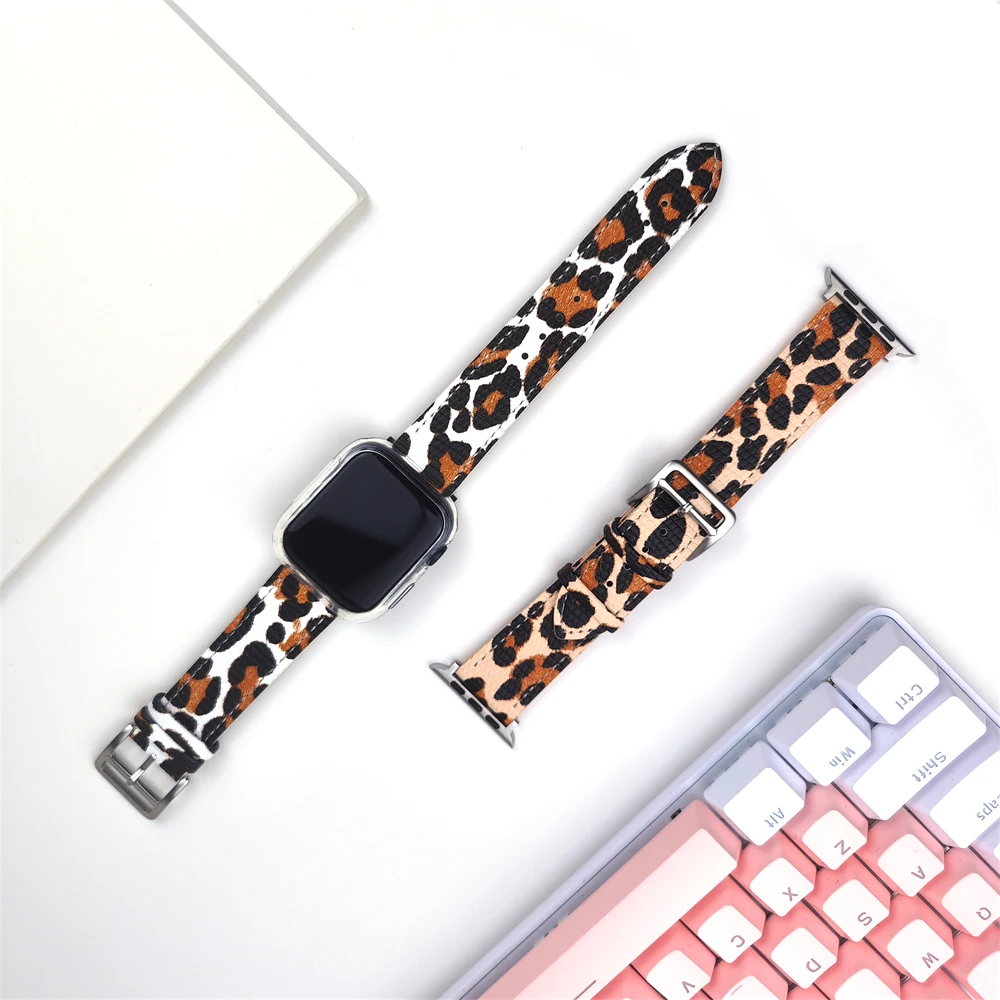 Correa For apple watch band 41mm 40mm 38mm 45mm 44mm 42mm strap iwatch ultra 2 49mm Leopard print band series 9/8/7/6/se/5/4/3