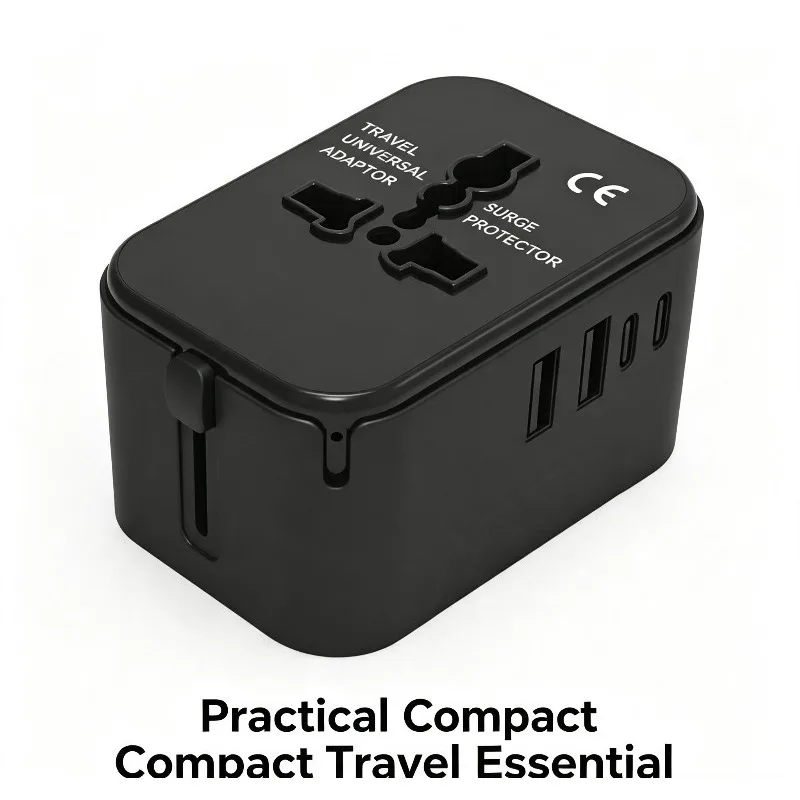 Universal Travel Adapter, International All‑in‑One Power Plug with Surge Protection & Multi USB Ports for Worldwide Travel