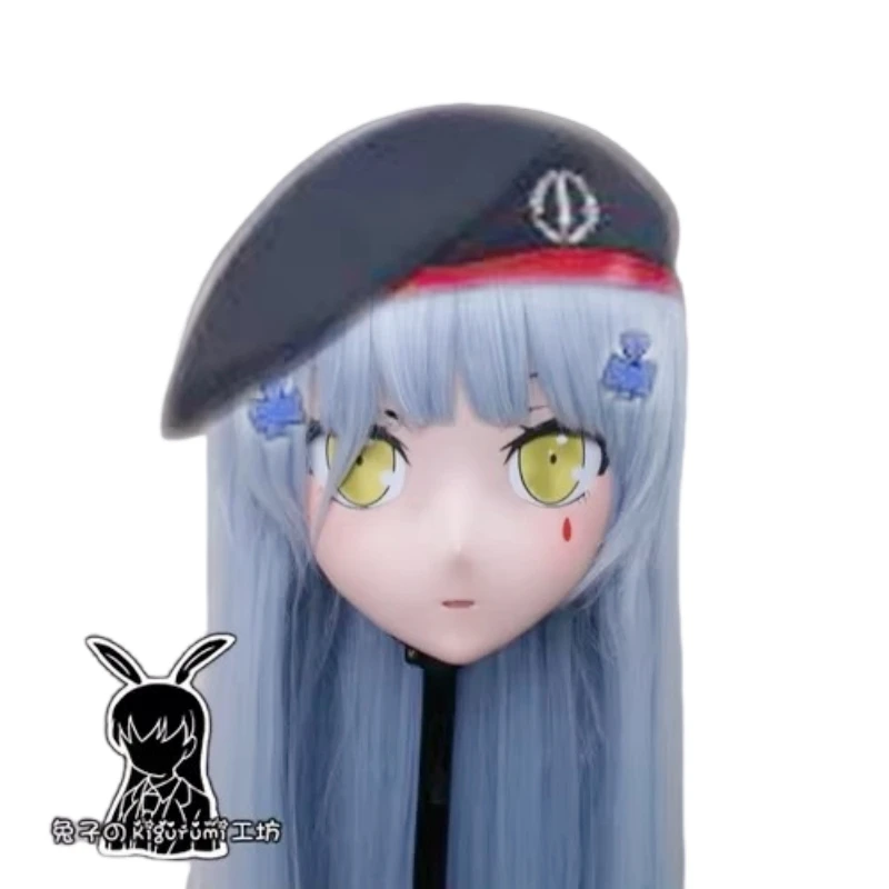 (Rabbit 81) Resin Cross dress Pretty Girl Head BID Doll Mask Japanese Anime Kigurumi Mask Cosplay with Wig