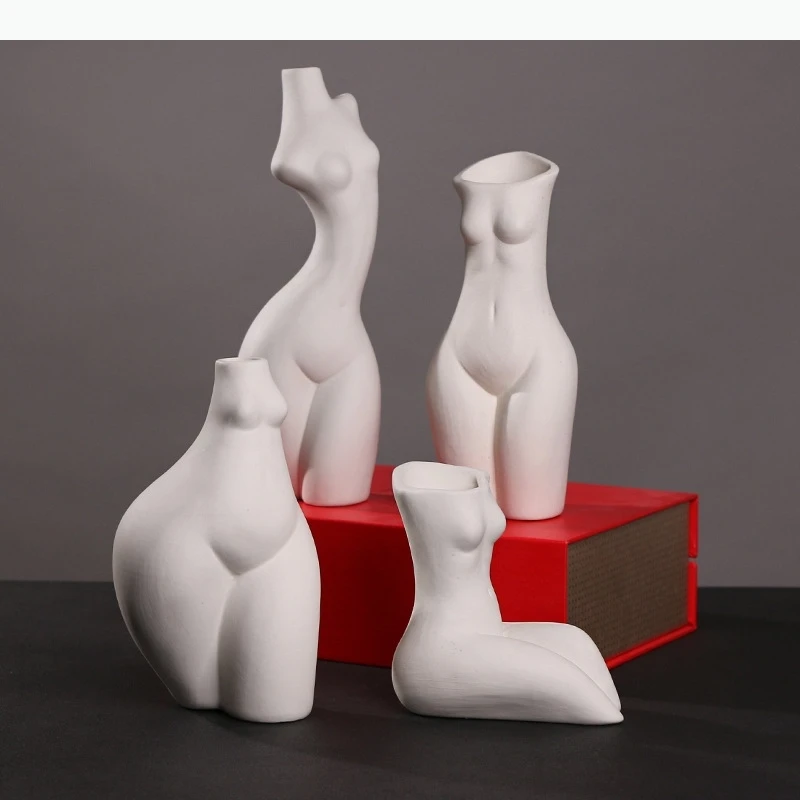 Nordic Figures Vase Human Body Ceramic Vases Bust Character Plant Pots Decorative Flower Arrangement Home Decoration Modern