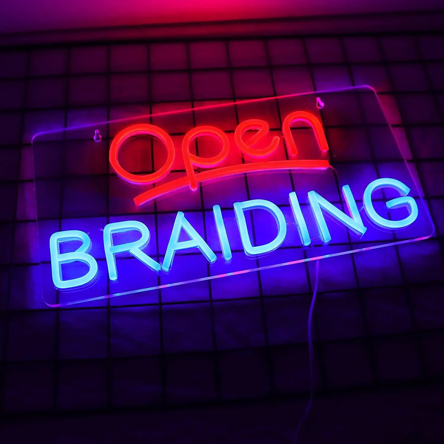 Open Braiding Neon Sign USB Powered LED Neon Light Hair Braiding Salon Beauty Shop Christmas Business Store Party Decoration