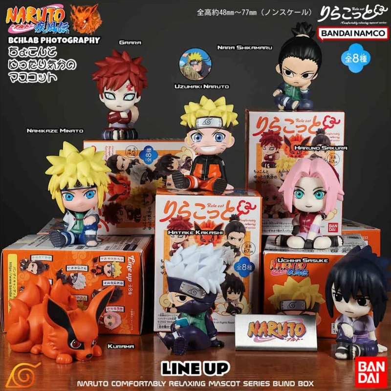 In Stock Bandai Naruto Blind Box Uzumaki Sasuke I Love Rokkakasi Handmade Ornament Animation Peripheral Gift