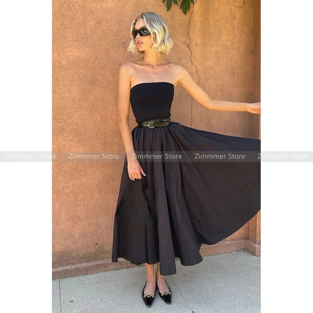 

High Quality! French niche fashion temperament simple senior black slim bustier dress 2024 summer new