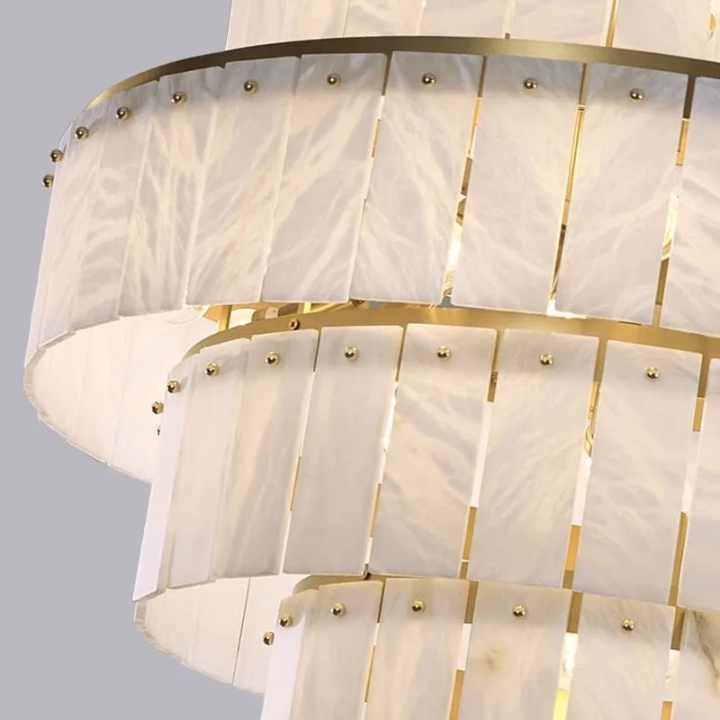 Luz de luxo todo o latão dolomite lustre dourado, regulável, lâmpada do teto, iluminação da sala estar iluminação casa interior